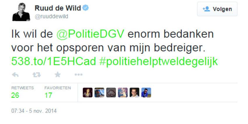Ruud de Wild tweeënhalve maand lang bedreigd Ruud de Wild tweeënhalve maand lang bedreigd