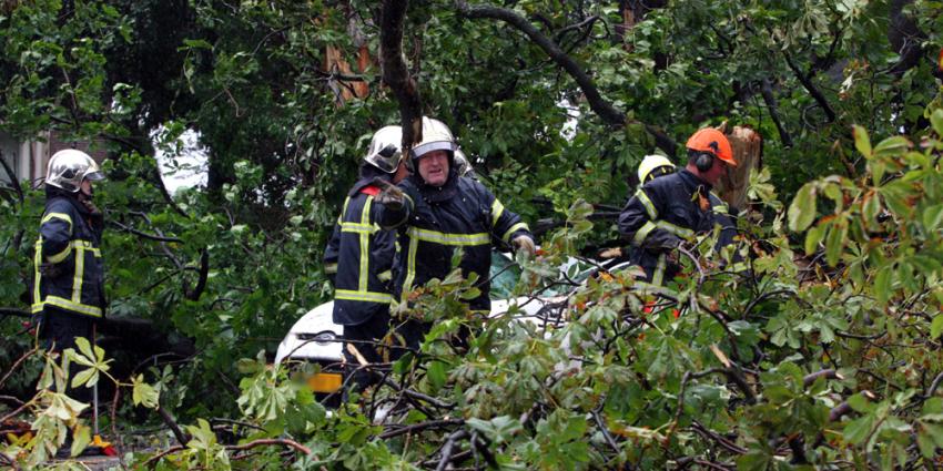 Zomerstorm; omgewaaide bomen, afgebroken takken en veel hinder voor verkeer Zomerstorm; omgewaaide bomen, afgebroken takken en veel hinder voor verkeer