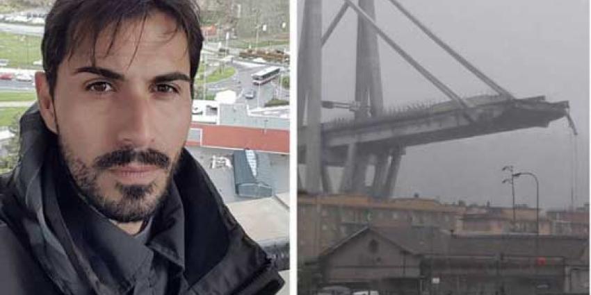 Davide stort met brug mee de afgrond in maar overleeft de ramp Davide stort met brug mee de afgrond in maar overleeft de ramp