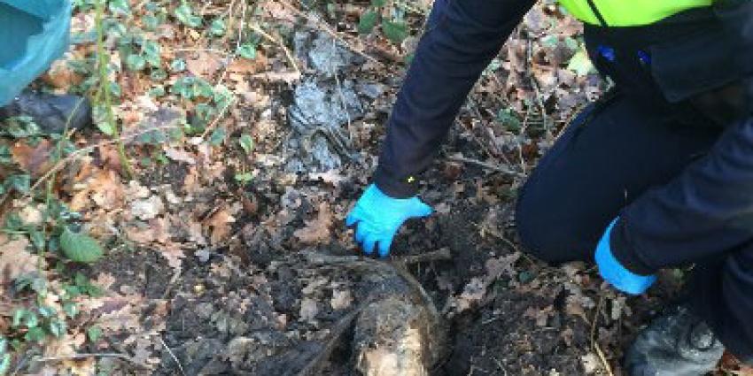 Politie graaft dode hond op na tip Politie graaft dode hond op na tip