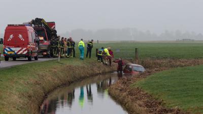 Auto te water in Groningen