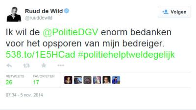 Ruud de Wild tweeënhalve maand lang bedreigd